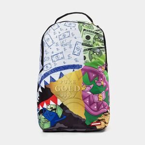 Sprayground Pure Gold Money Backpack🔥New Black Bookbag Large School Bag